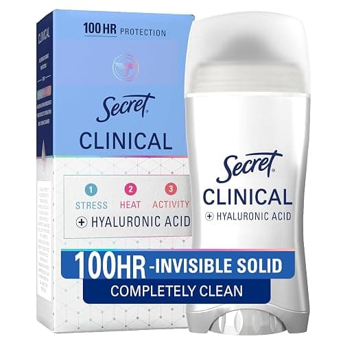 Secret Clinical Strength Invisible Solid Antiperspirant Deodorant for Women, 100HR Sweat & Odor Protection, 3X Stress Protection with Hyaluronic Acid, PH Balanced, Completely Clean Scent, 2.6 oz - Image 1