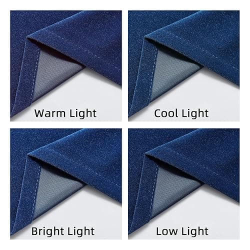 Joydeco Blue Velvet Blackout Curtains 84 Inch - 2 Panels Thermal Insulated Rod Pocket Drapes for Living Room Bedroom Dining Room Privacy thumbnail 7