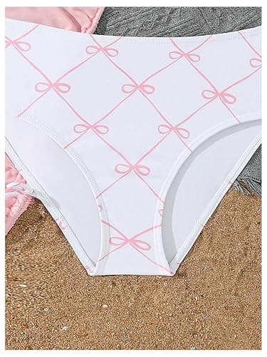 RoseSeek Girl's 3 Piece Cute Bowknot Bathing Suit Halter Triangle High Waisted Swimsuit with Beach Cover Up Skirt thumbnail 3
