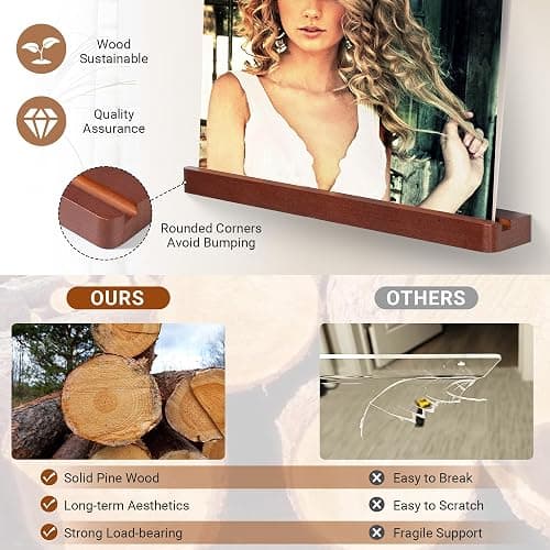 Heimlove 6 Pack Solid Wood Vinyl Record Wall Mount Shelves, Rustic Brown 12 Inch Vinyl Holder for Album Record Storage & Display, Floating Shelves for Wall Decor, Kids Bookshelf, Magazine Rack - 6 Pack - Solid Pine Wood(brown) thumbnail 5