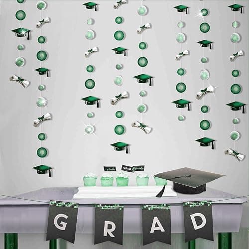 Cheerland Graduation Party Decorations 2026 Green Garland Banner Streamer Cap Gown Diploma Degree Completion Academic Milestone Green Graduation Decor College University High School Backdrop Supplies thumbnail 4