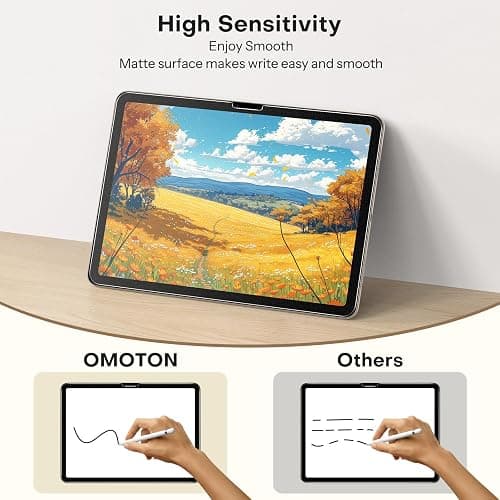 OMOTON PAPERSENSE Matte Screen Protector for iPad Air 11 Inch M3 2025 & M2 2024 (7th/6th Gen), Paper-layer Tempered Glass with Dust-free Installation Tray, Anti-glare, Apple Pencil Support, 2 Pack thumbnail 3