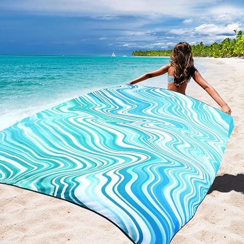 WIWIGO Beach Blanket Waterproof Sandproof Beach Mat 79" X 83"/10'x9'for 2-8 Adults Quick Drying Outdoor Picnic Mat Beach Accessories for Travel, Camping, Hiking thumbnail 5