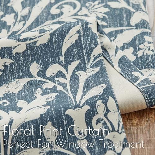 jinchan 80% Blackout Curtains for Living Room, Farmhouse Drapes with Scroll Floral Patterned for Bedroom, Extra Long Grommet Thermal Insulated Curtains, Vintage Drapes 108 inch Length 2 Panels Blue thumbnail 5
