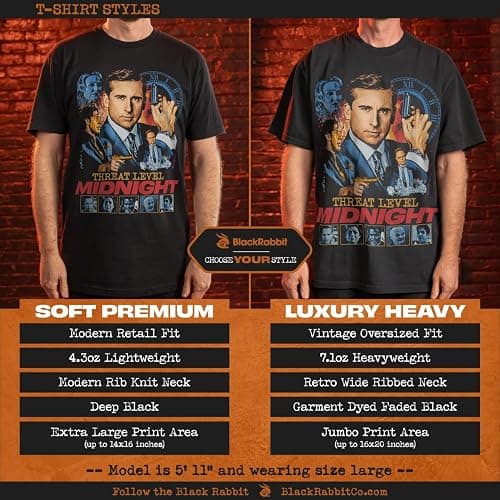 Black Rabbit Threat Level Midnight Retro Vintage Spy Movie Inspired Unisex Classic T-Shirt thumbnail 2