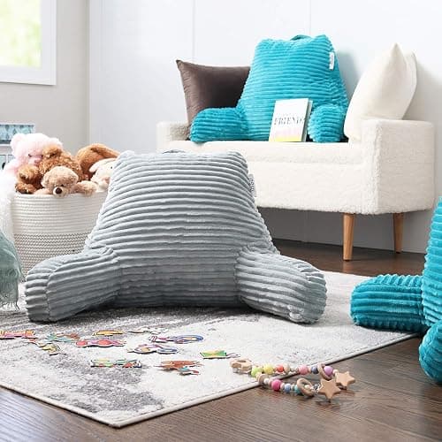 Nestl Reading Pillow with Shredded Memory Foam, Luxe Cut Plush Back Pillow for Sitting Up in Bed, Back and Arms Adjustable Support for Adult & Teens, Backrest Pillows with Washable Cover Light Grey thumbnail 9