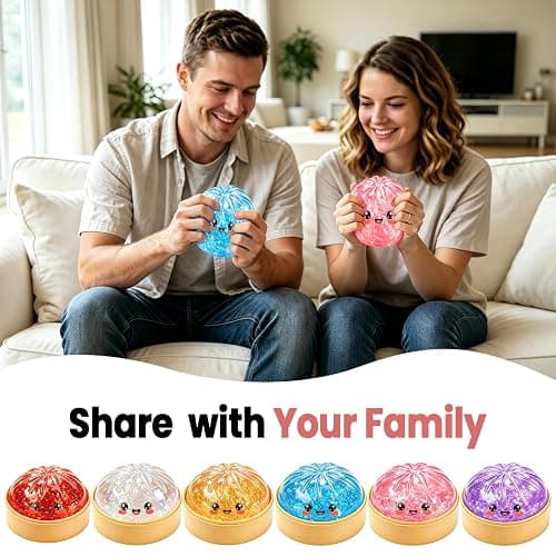 6PCS Glitter Squishy Toy, Crazy Fun Squishy with Box, Stretchable Squeeze Stress Balls Fidget Sensory Squishy for Holiday thumbnail 5