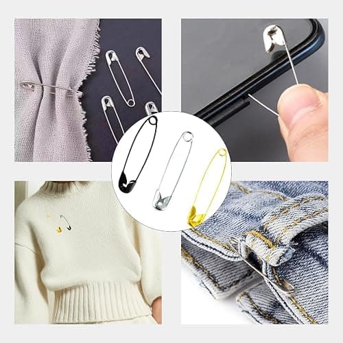 720 Pcs 3 Colors Safety Pins 4 Sizes Strong Safety Pins with Storage Box Assorted for Craft Sewing Art Clothes Jewelry Making(Gold, Black, Silver) thumbnail 5
