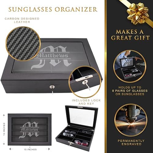 My Personal Memories Custom Personalized Multiple Sunglasses, Eyeglass, Eyewear Cases Organizer Box, 8 Slots thumbnail 2