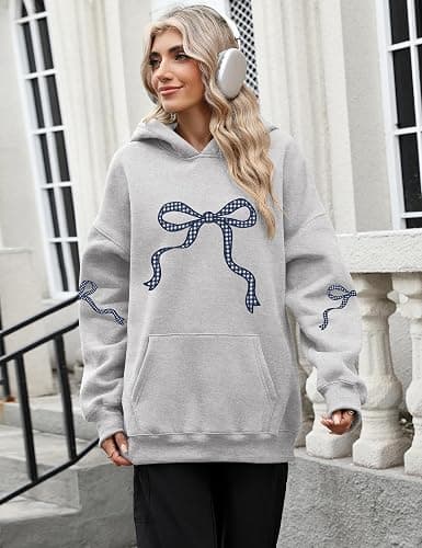LOMON Hoodies for Women Oversized Sweatshirt Hooded Long Sleeve Casual Fleece Tops Pullover Sweater with Pocket thumbnail 3