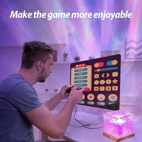Ocean Wave Projector Light with Northern Lights Aurora, 16 Colors LED Night Lamp, 3D Water Ripple Rotating Flame Effect, Mood Lighting for Bedroom, Kids Room, Teens, Relaxation, Decor Party Sleep Aid thumbnail 2