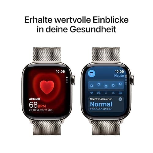 Apple Watch Series 11 GPS + Cellular 42 mm Smartwatch mit Titangehäuse in Natur und Milanaise Armband in Natur, Schlafindex, Fitnesstracker, Gesundheitsüberwachung, Always-On Display, Wasserschutz thumbnail 4