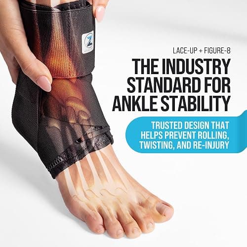 Z ATHLETICS Ankle Brace for Women & Men - Lace Up Adjustable Support with Side Stabilizers for Sprained Ankle, Achilles Tendonitis Relief | Basketball, Volleyball, Running & Sports Recovery thumbnail 2