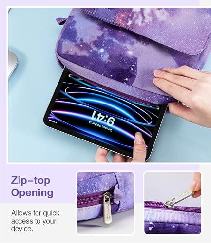 MoKo 12.9 Inch Tablet Sleeve Bag, Fits with 13 Inch New iPad Pro M4 & Air M2 2024, iPad Pro 12.9 M2&M1, Galaxy Tab S8+/S9+ 12.4, Handle Carrying Case with Shoulder Strap, Purple Starry Sky thumbnail 6