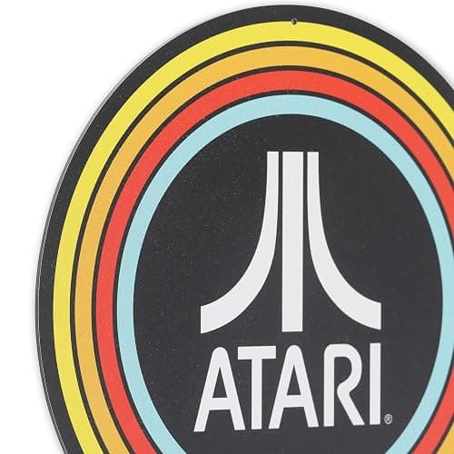 Open Road Brands Atari Vintage Stripes Round Metal Sign | Retro Atari Wall Decor for Game Room or Man Cave thumbnail 6
