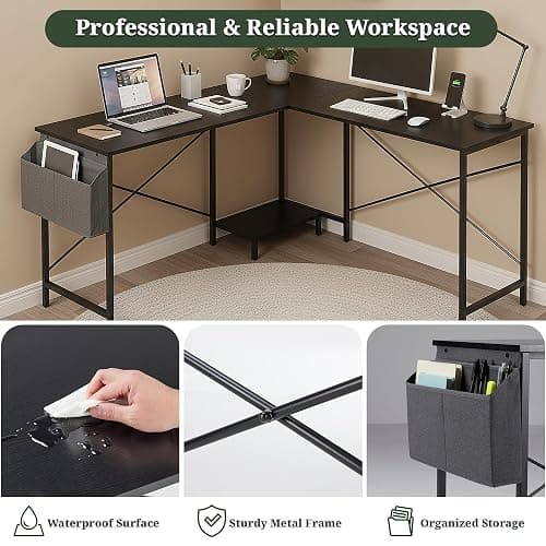 Sagenest L Shaped Desk, 50 Inch Reversible Computer Desk Corner Gaming Table with CPU Stand & Storage Bag, Sturdy Metal Frame PC Workstation for Home Office thumbnail 4