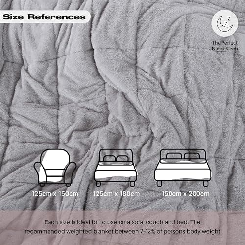 Brentfords Teddy Fleece Heavy Weighted Blanket for Adults Quilted Pockets Throw, Silver Grey, 150 x 200cm - 8kg (Disclaimer: Only suitable for age 3+ years) thumbnail 6