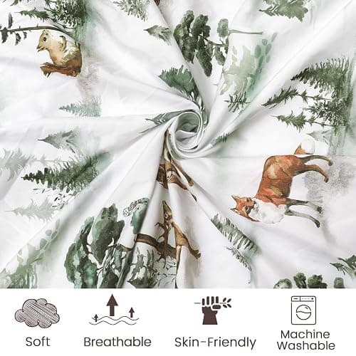 PHF 3 Pack Soft Woodland Crib Sheets Fitted, Silky Comfy Breathable Baby Sheets for Boys Girls Neutral, 28x52 Inches Fits Standard Crib and Toddler Mattresses, Woodland thumbnail 5