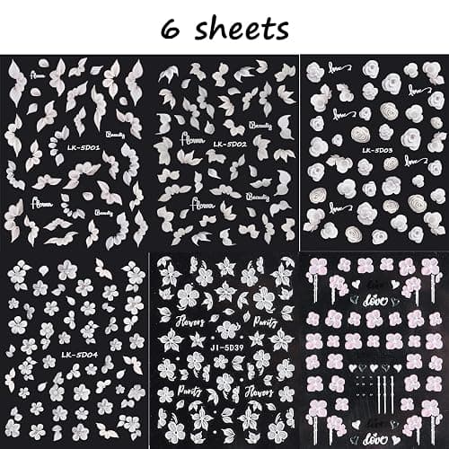 VOTACOS 6 Sheets Flower Nail Stickers for Nail Art 5D Embossed Engraved Nails Decals 3D Spring Nails Supplies Accessories Self-Adhesive DIY Design Decoration for Women and Girls thumbnail 7