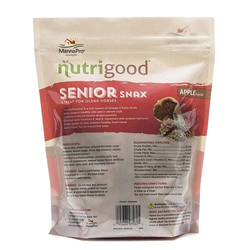 NutriGood Senior Snax Horse Treats - Apple Flavor Baked Easy-Chew Equine Snack with Glucosamine, Omega-3 & Biotin for Joint, Hoof & Coat Support (Senior Horses) – 2 lb Bag thumbnail 5