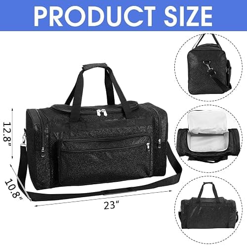Aliceset Glitter Cheer Duffel Bag with Bow Keychain Cheerleading Ballet Dance Bag Gym Gear Sport Cheerleaders Gift Cheer Comp Day Competition Must Haves(Black) thumbnail 3