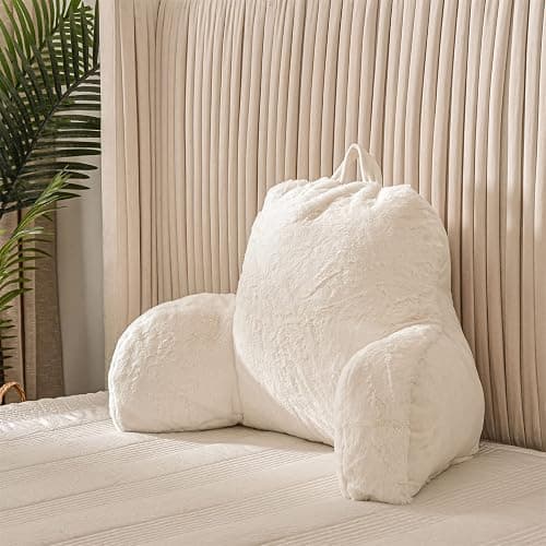 Aimuan Reading Pillow Bed Rest Wedge Adult Backrest Pillow with Arms Sitting in Bed Cushion Incline Rest Sleeping Pillow for Watching TV/Gaming/Relaxing, Ivory thumbnail 9