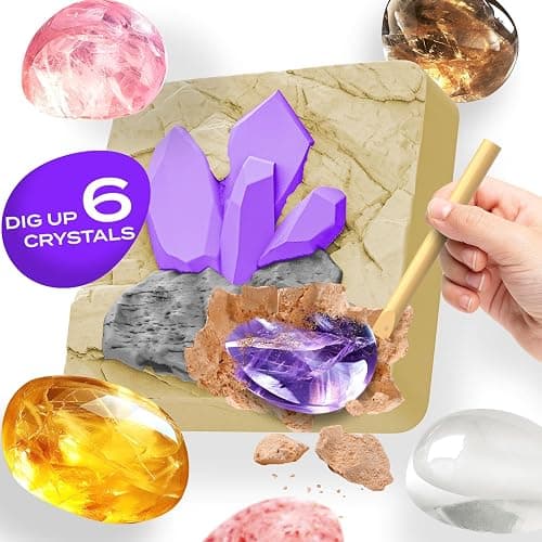 Gamerside Gemstone Dig Kit & Display Crystal Night Light for Kids, Dig Up 6 Genuine Rocks and Minerals, Gem Digging Kit for Kids Age 6-12, Educational Science Kit Birthday Gifts for Boys and Girls thumbnail 3