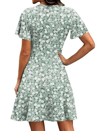RUMIA Womens Casual Dresses Wrap V Neck Dress A-Line Ruffle Sleeve Summer Sundress Fashion 2026 thumbnail 5