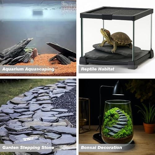 Unocho Natural Slate Stone Reptile Basking Platform Rock 10lb Fish Tank Rocks for Aquascaping Terrarium Decoration&Reptile Habitats Tortoise Enclosures(2-6 inches) thumbnail 3