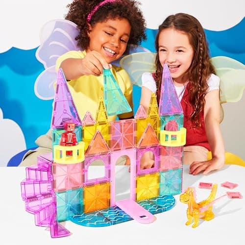 MAGNA-TILES Castle DLX 48-Piece Magnetic Construction Set, The Original Magnetic Building Brand thumbnail 5