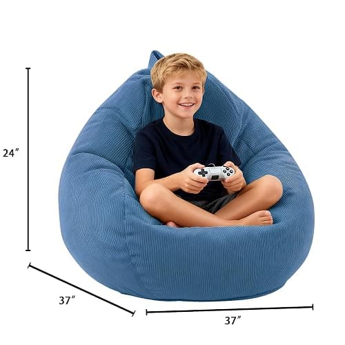 LPMOERA Bean Bag Chair Memory Foam Bean Bag Chairs for Kids/Teens with Filling Round Kids Bean Bag Chair for Living Room Bedroom College Dorm Reading Chair thumbnail 3