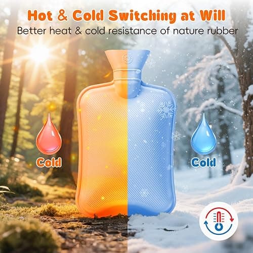 Dawdix 2L Natural Rubber Hot Water Bottle with Cover, Leakproof Design for Hot & Cold Compress, Ideal for Menstrual Cramps/Hand & Feet Warmer/Neck & Shoulder Pain Relief, Ultra-Soft Touch, Cream White thumbnail 3