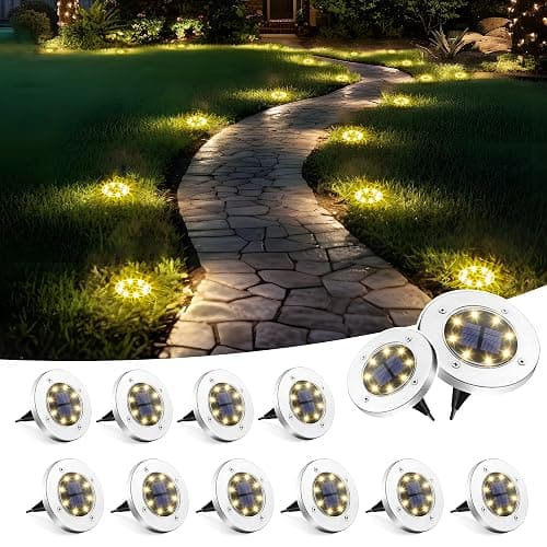 SOLPEX Solar Lights Outdoor Waterproof, 12 Pack Solar Ground Lights, Solar Garden Lights Landscape Lighting for Pathway Driveway Patio Backyard Walkway (Warm White) - Image 1