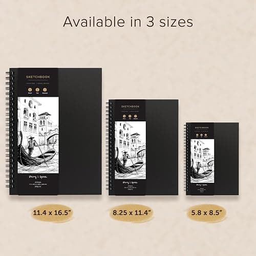 Artist’s Sketchbook Hardcover – 200GSM Very Thick Paper – Spiral Sketch Book for Drawing and Mixed Media – Sketch Pad, Art Book - 5.8 x 8.5, 40 Sheets / 80 Pages thumbnail 9