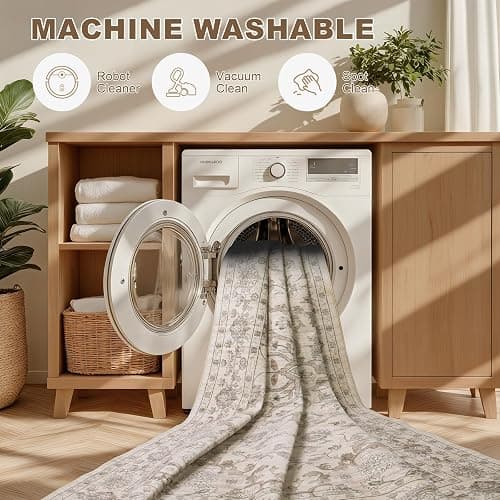 ExpediX 5x7 Area Rugs Living Room: Washable Rug for Bedroom Brown Beige | Boho No Slip Stain Resistant Rug Soft Indoor Decor Floor Floral 5x7 Area Rugs for Dining Room, Nursery, Hallway, Home Office thumbnail 8