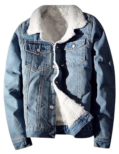 Springrain Men's Sherpa Fleece Lined Denim Jacket Warm Winter Trucker Jacket Cowboy Jean Jacket - Image 1