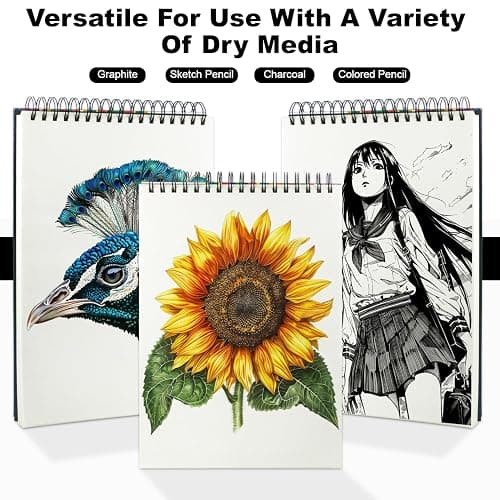 9" x 12" Sketch Book, Top Spiral Sketchbook, 100 Sheets Sketch Pad, (68 lb/100 GSM) Drawing Paper Pad, Drawing Pad for Kids, Artist Sketchbook for Drawing, Illustration & Art Supplies. thumbnail 4