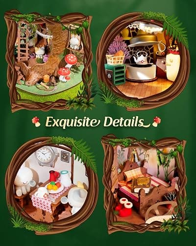 ROBOTIME Kit Maison Miniature à Construire Fairytale Tree House, Kit de Construction 3D en Bois avec Éclairage LED, Cadeau d'anniversaire Créatif pour Adultes et Adolescents thumbnail 4