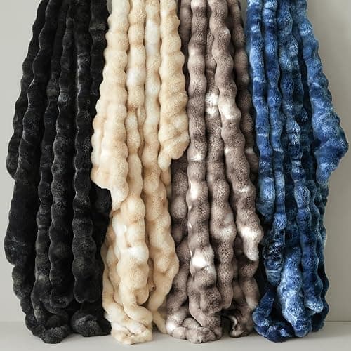 BEDELITE Faux Fur Throw Blanket for Couch, Decorative Tie-Dye Khaki Plush Bubble Blanket - Super Soft & Cozy Fluffy Faux Rabbit Fur Blanket for Women Gift, 60x80 Inches thumbnail 6