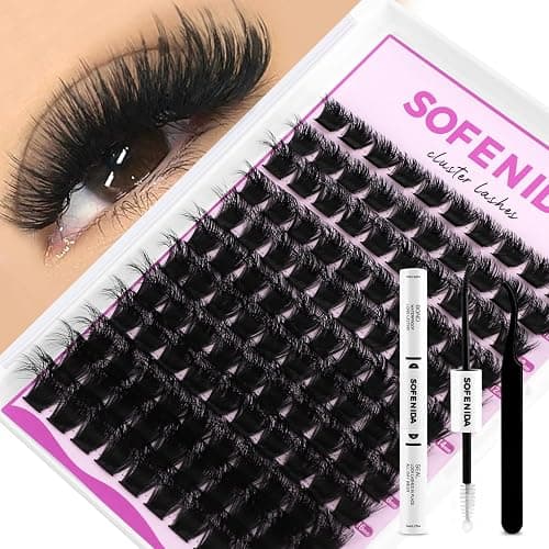 SOFENIDA Lash Clusters Kit Thick 200D Lash Extension Kit 10-18mm Volume Cluster Lashes D Curvature Cluster Eyelash Extensions DIY Lash Extension kit at Home(200D-10-18MIX Thick Kit) - Image 1