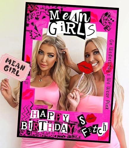 LaVenty Mean Girl Birthday Party Photo Booth Props Frame Mean Girl Party Decoration Y2k Birthday Party Decorations Hot Pink Girls Birthday Party Supplies thumbnail 2