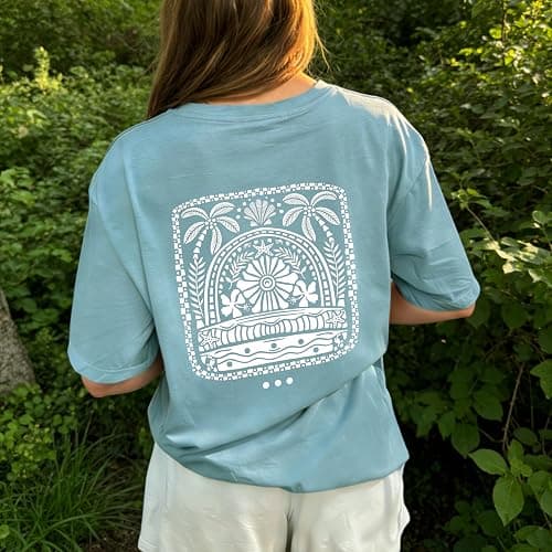 Oversized Graphic Shirts Women Teens Girl Short Sleeve Floral Baggy Tees Y2K Vintage Aesthetic Summer Coastal Tops thumbnail 4