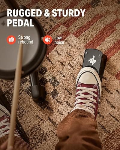 Donner DED-80 Electronic Drum Set with 4 Quiet Mesh Pads, 180+ Sounds, 2 Pedals, Throne, Headphones, Sticks, and Melodics Lessons thumbnail 6
