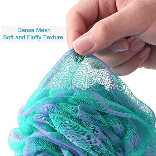 AmazerBath Loofah Sponge 75g/Piece, Exfoliating Bath Sponge Body Scrubber - Loofa Set of 4 Flower Color (Large, Green-Purple) thumbnail 5