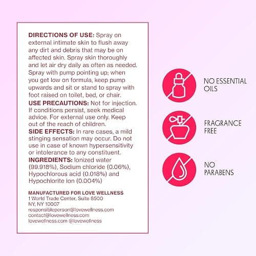 Love Wellness Intimate Skin Support I FDA-Cleared Cleanser Spray I Removes Buildup & Soothes Irritated Skin, Hypochlorous Acid Formula, pH Balanced & Fragrance Free, 4 fl oz thumbnail 8