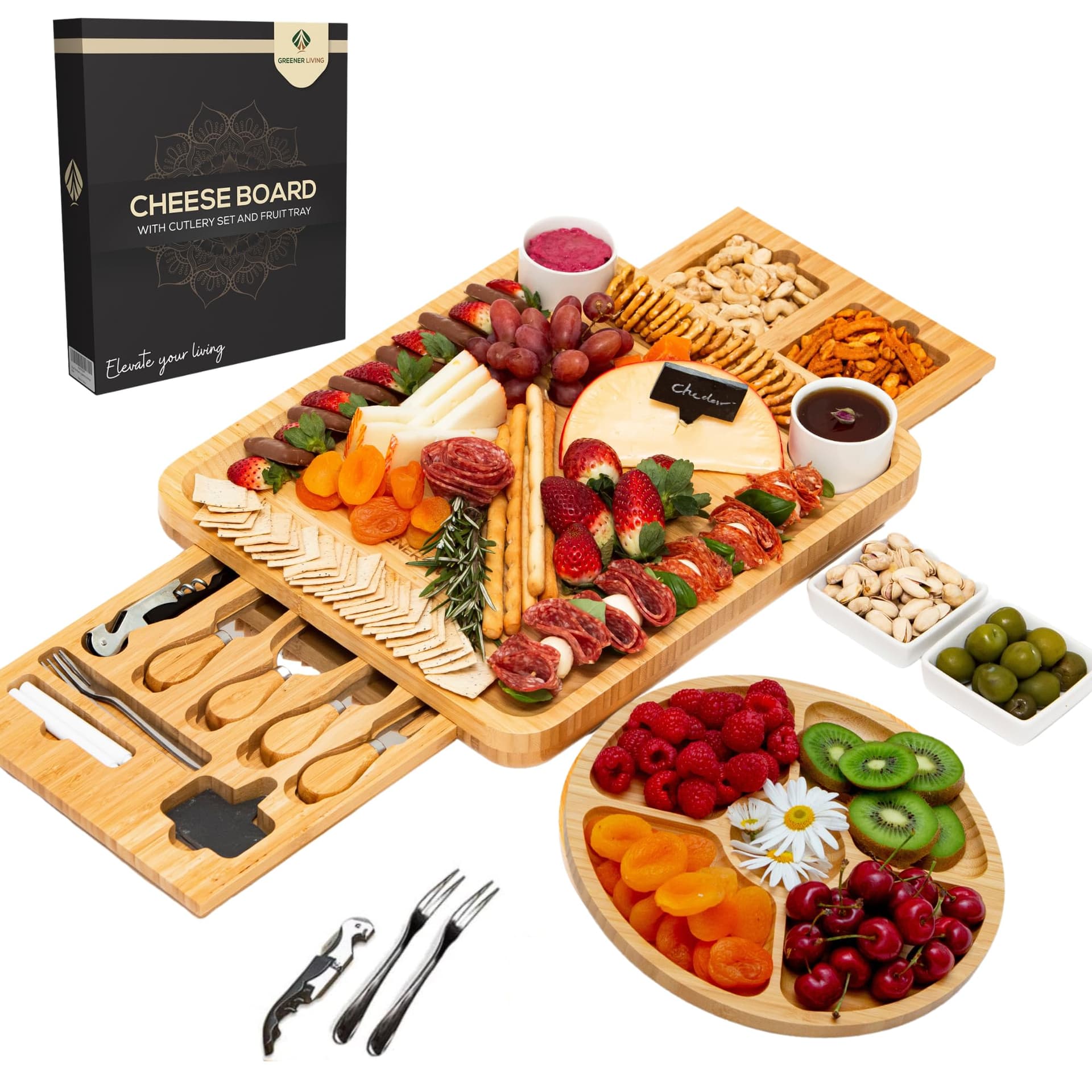 Unique Cheese Board Birthday Gifts for Women & Men – Perfect Anniversary, Wedding & Housewarming Gifts for Couples, Mum, Dad, Her & Him – Charcuterie Board with Knife Set - Image 1