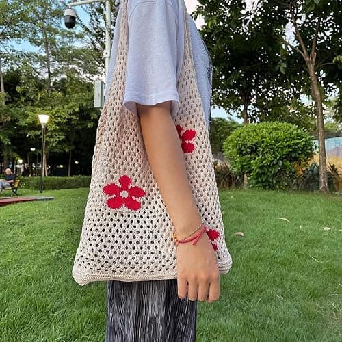 Hobo Tote Bag for Women - Contrast Color, Large Capacity, Knitted, Trendy thumbnail 2