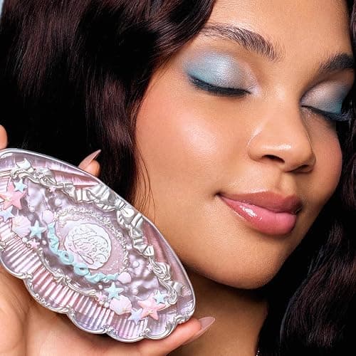Flower Knows Shell's Jewel 6-Color Makeup Palette,Pink Blue Face Makeup Palette with 4 Matte + 2 Shimmer Shades,Blendable Smooth Cute Make Up,0.23 Oz(02 Mermaid's Tears) thumbnail 6