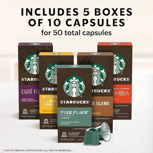 Starbucks by Nespresso Original Line Variety Pack Coffee, 50-count Espresso Pods thumbnail 2
