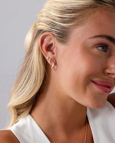 PAVOI 14K Gold Plated 925 Sterling Silver Posts Mini Stud Flat Back Earrings for Women | Helix Cartilage Piercing Jewelry | Dainty Pearl Star Cluster Cubic Zirconia Lotus Climber Screw Backs thumbnail 4